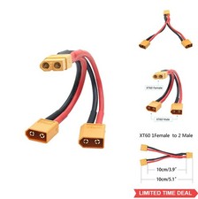 XT60 Parallel Battery Connector Cable 14AWG Y Splitter Adapter 1 Female to 2