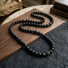 Natural Matte Black Onyx Lava Rock Stone Beaded Necklace Mens Zen Mala Jewelry