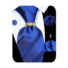 5PCS Tie and Pocket Square Set for Men, Silk Tie and Blue Tie Set -253