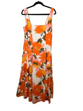Colorful Floral Linen Dress 10 Cottage Tropical Resort Boho Indie Botanical Chic