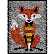 Yglnden Latch Hook Kits Rug Fox Crochet Yarn Cushion Colour Pre-Printed
