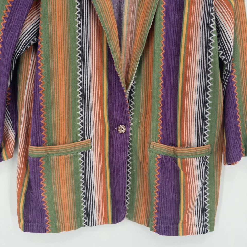 Vintage 90s Colorful Jacket Blazer Womens L Angelique Boho Woven Hippie Festival - Image 2 of 4
