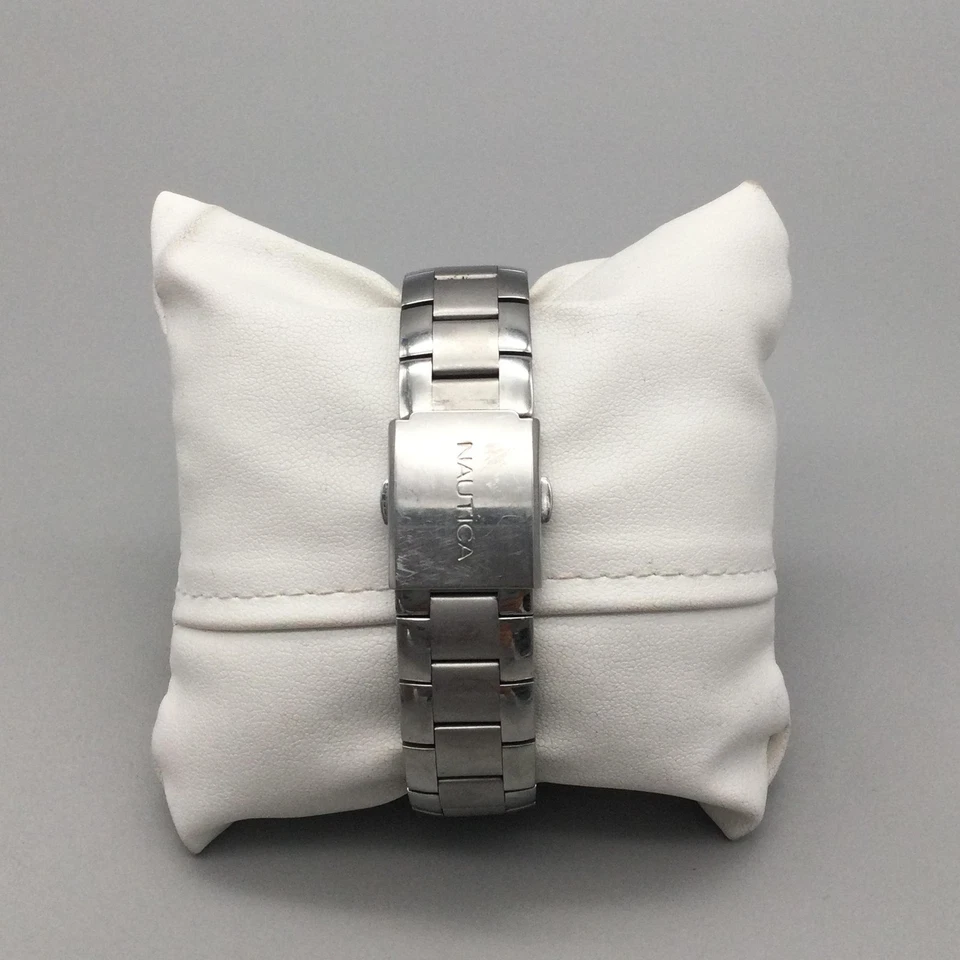 Reloj Nautica Cronógrafo Hombre 41mm Acero Inoxidable Fecha N00410 Batería Nueva 8" Foto 3 de 4