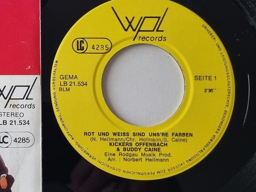 Buddy Caine & Kickers Offenbach - Rot Und Weiss Sind Unsre Farben 7'' Vinyl Buddy Caine & Kickers Offenbach - Rot Und Weiss Sind Unsre Farben 7'' Vinyl