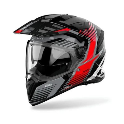 HELM AIROH BANDIT SPICY ROT GLÄNZEND GRAU SCHWARZ GRÖSSE XS S M L XL XXL XXXL