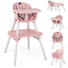 Babyjoy 4 in 1 Baby High Chair Convertible Toddler Table Chair Set w/ PU Cushion
