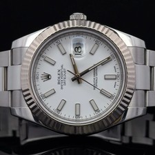 Rolex Datejust II 116334 41mm Fluted White Di...