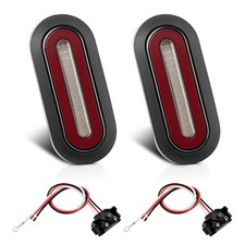 6 Inch Oval LED Trailer Tail Lights, 2 Pcs Smoked Lens Red 114 LEDs Turn