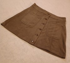 Vtg.Skirt,Womens, Miniskirt Sz XS Olive Faux Suede, Western Ships Free