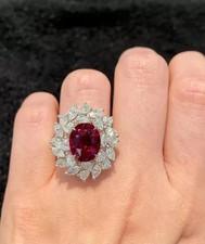 7.00 Ct Oval Cut Certified Natural Ruby & Dia...