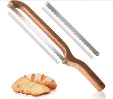Bread Slicer for Homemade Bread, 15.7 In Wooden Sourdough Bread Knife- Ergonomic