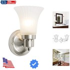Village Traditional 1-Light Indoor Dimmable Wall Sconce, Frosted Flute Glass,...