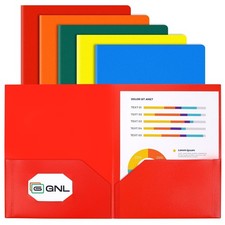Heavy Duty Colored 2 Pocket Plastic Folders 5 Pack Office File Organizer Heavy