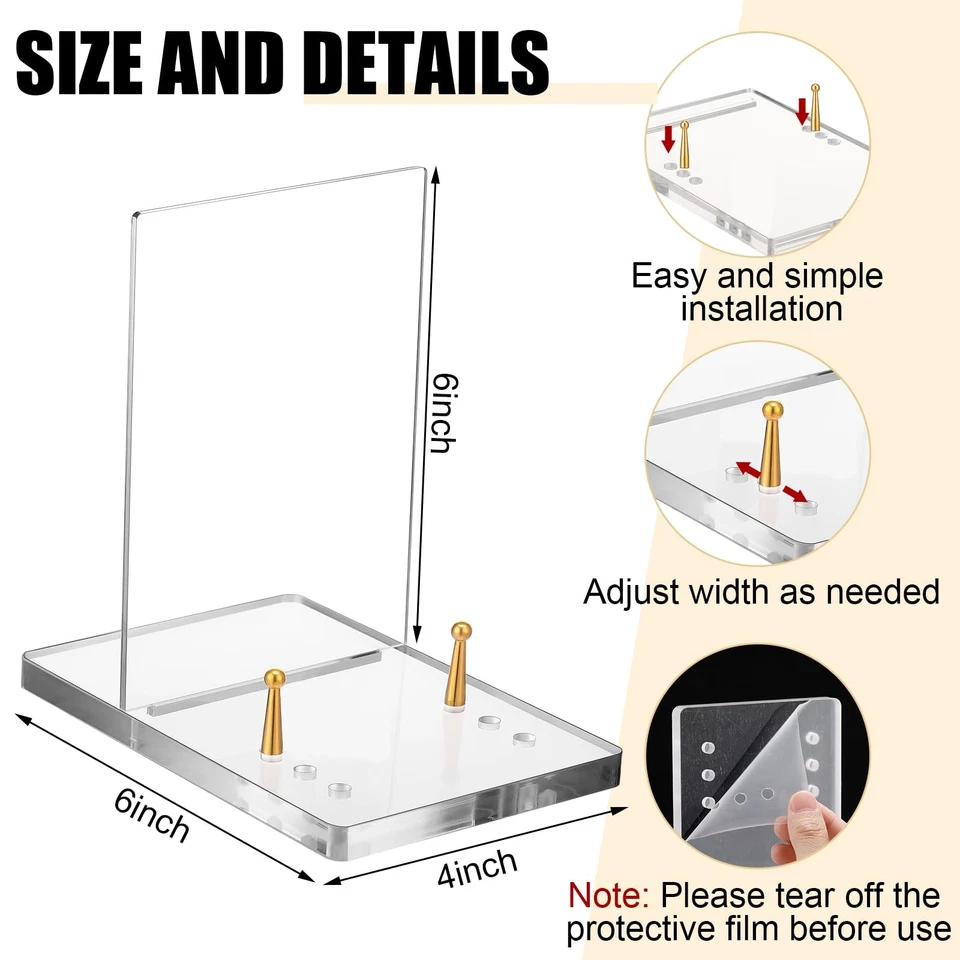 Caballete acrílico soporte para libros 4 x 6 x 6 pulgadas para exhibición soporte de placa transparente con anuncio... Foto 2 de 4