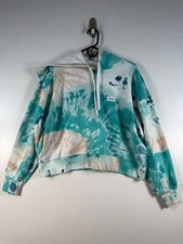 Nike Womens Tie Dyed Cropped Sweatshirt Hoodie Oversized Blue Sz Small 22x20
