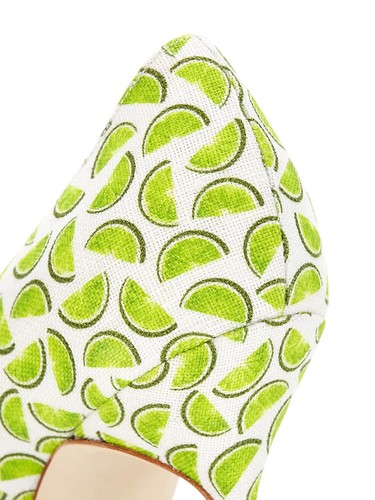 Manolo Blahnik BB 105 Pointy Toe Pump White Green Linen Limes Size 6 36 EU - Picture 18 of 24