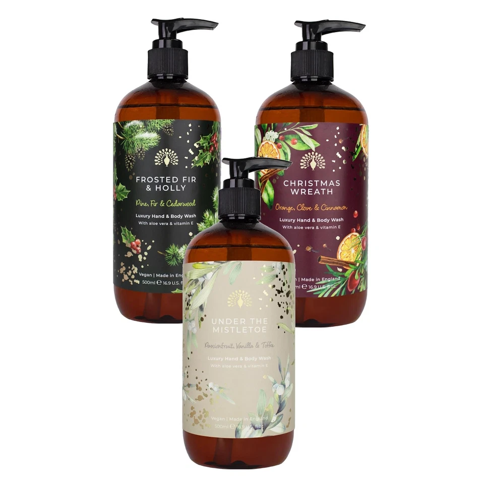 THE ENGLISH SOAP COMPANY Christmas Liquid Soap Hand Wash Luxury Vegan English Soap Handmade 500ml