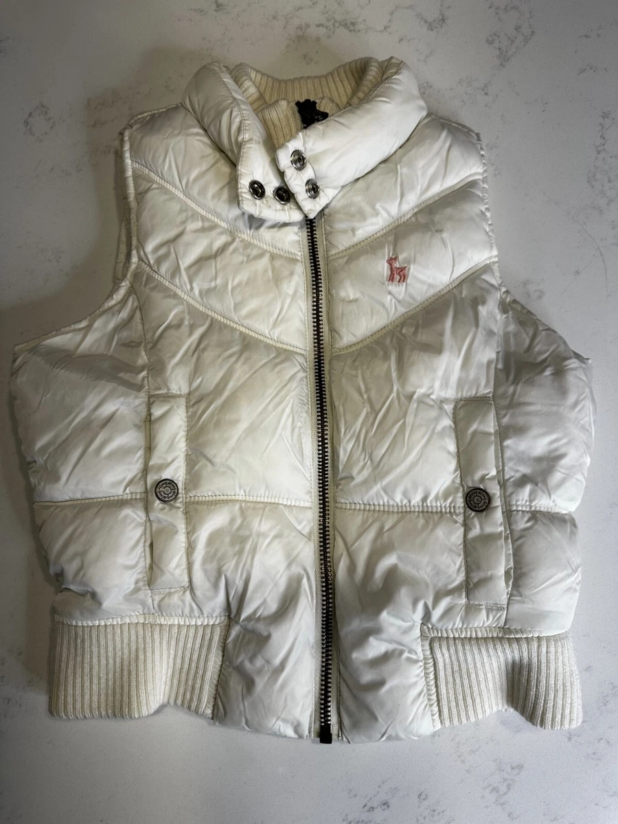 Old Navy Vest Girl Size X Small White Polyester Urban Puffer Sleeveless Full Zip