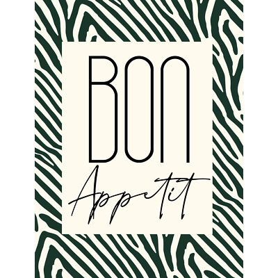 Küche Zebra Guten Appetit Typografie XL Wandbild Leinwandbild