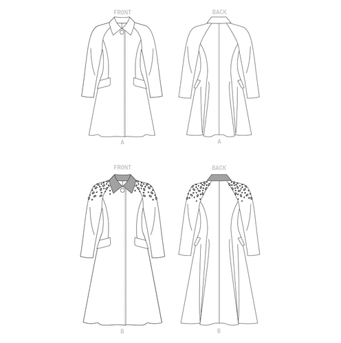 Abrigo largo de lana Vogue V1836 Misses/Mujeres en 2 longitudes patrón de costura FF - Imagen 3 de 9