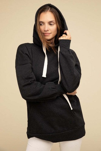Zenana Oversized Drawstring Hoodie Tunic Sweatshirt with Pockets in 3 Colors - 第 12/20 張圖片