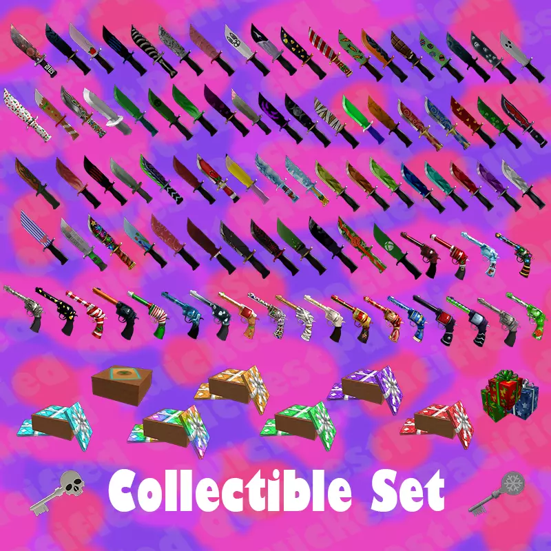 Roblox Murder Mystery 2 MM2 Collectible Set Knife and Guns (99 Items Total)