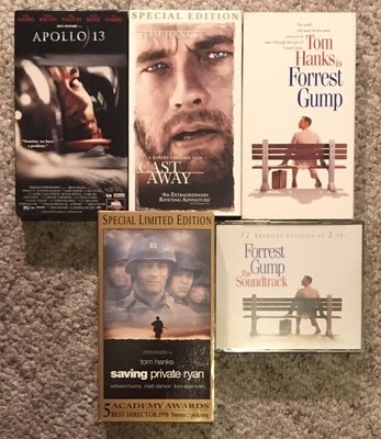 Tom Hanks VHS tapes Cast Away, Forrest Gump, Apollo 13, Saving Private Ryan Lot