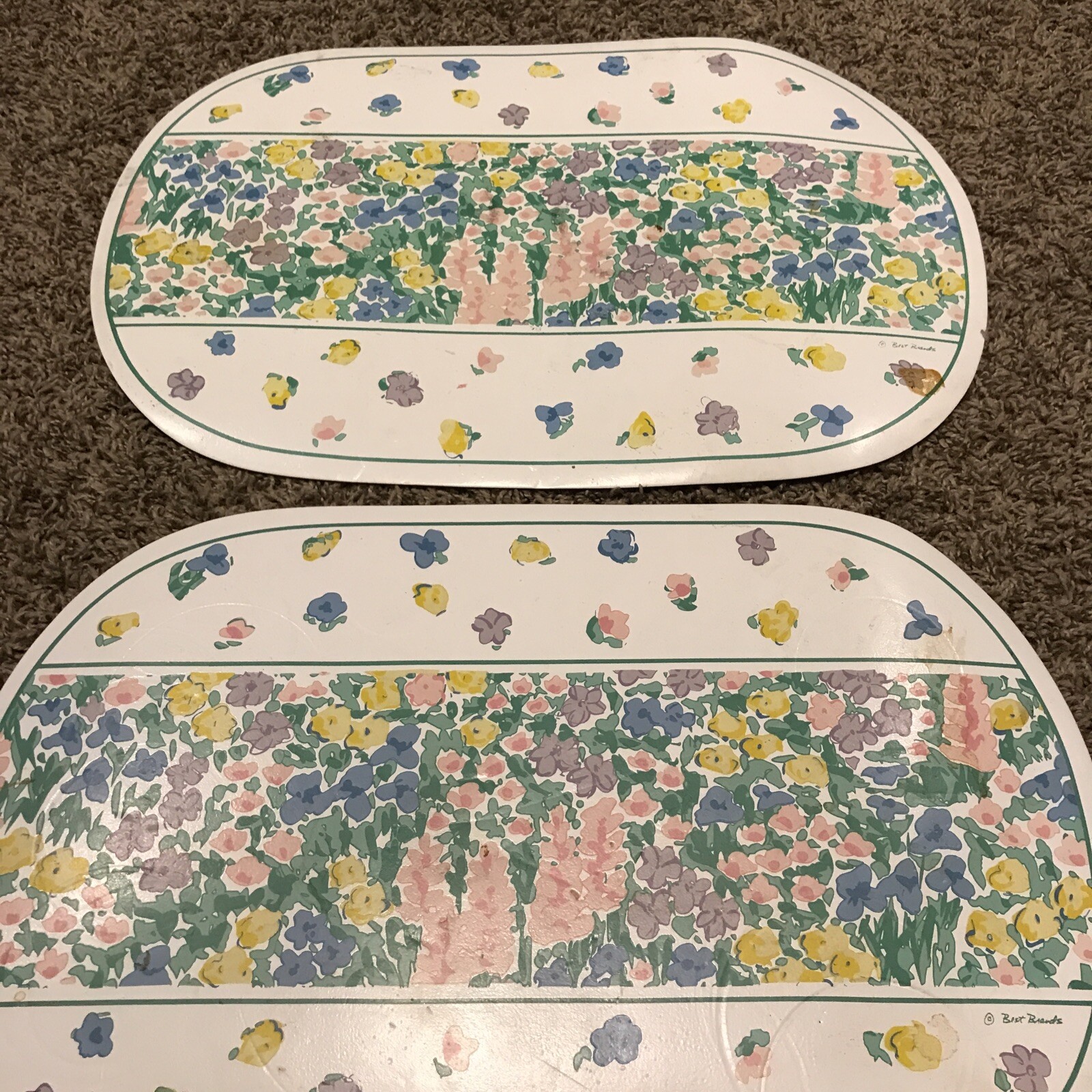 Vntg Vinyl Foam Placemats SET of 3 Oval flowers Easter grandma core eBay