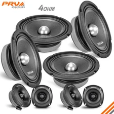 4x PRV 6.5" Midrange Speaker + Tweeters 1480w Package 6MR250B-4 & TW350Ti-4 SLIM