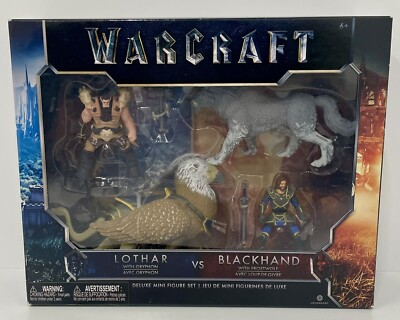 WARCRAFT Lothar w/ Gryphon vs Blackhand w/ Frost Wolf figure set Jakks Pacific!