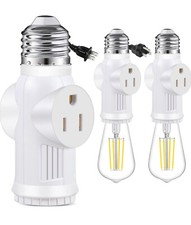 E26/E27 Light Socket to Plug Adapter 2/3 Prong Light Bulb Outlet Adapter