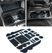 19pcs Blue Rubber Liner Mat Console Cup Holder Door Pocket Fits 16-23 Tacoma