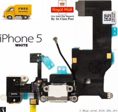 Neu WEISS Ersatz Ladestation Port Connector Flex Kabel für iPhone 5 UK