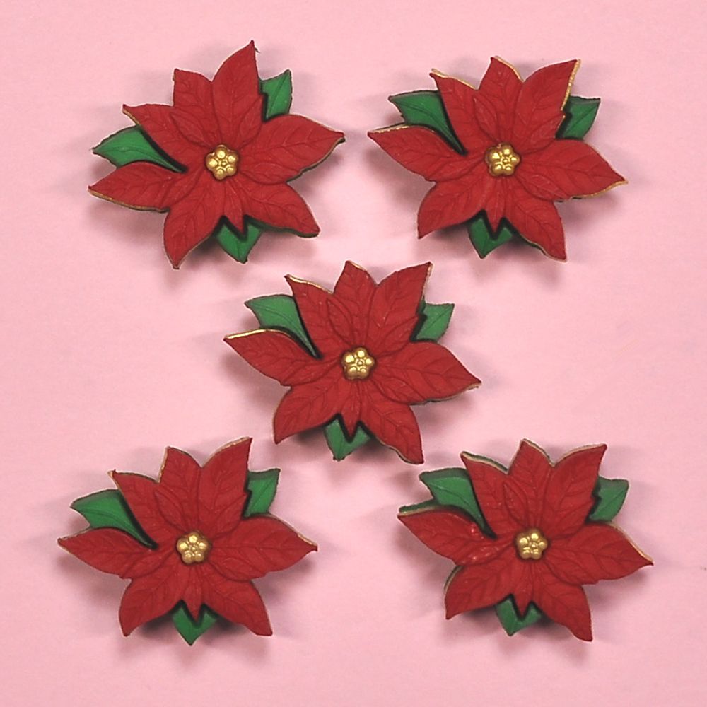 DRESS IT UP Buttons Christmas Poinsettias 2951 - Embellishment  - Xmas