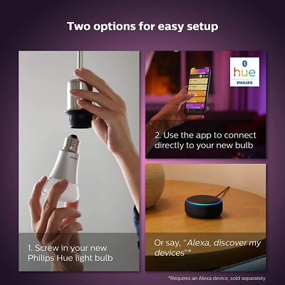 Philips Hue White 4-Pack A19 LED Smart Bulb Bluetooth Zigbee