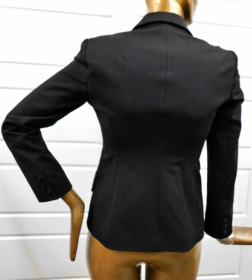 Chaqueta Blazer Vertigo Paris Negra Imitación Piel Borde Francia Talla M Foto 3 de 4