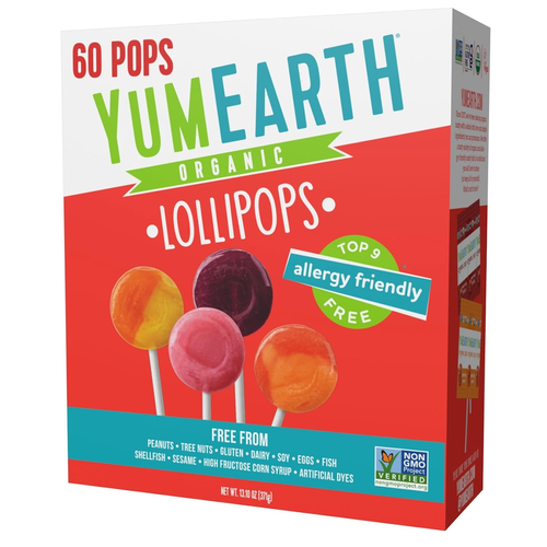 Organic Pops Variety Pack, 60 Fruit Flavored Favorites Lollipops, Allergy Friend
