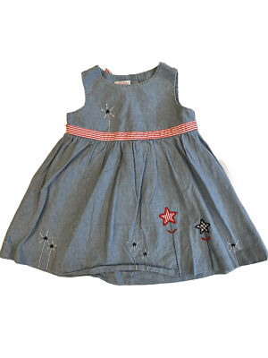 Talbots Kids Blue Cotton Summer A Line Dress Picnic 18 Months