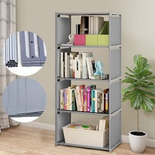 4-TIER INDUSTRIAL BOOKSHELF,DISPLAY STORAGE SHELVES RUSTIC WOOD BOOKCASE SHELVES