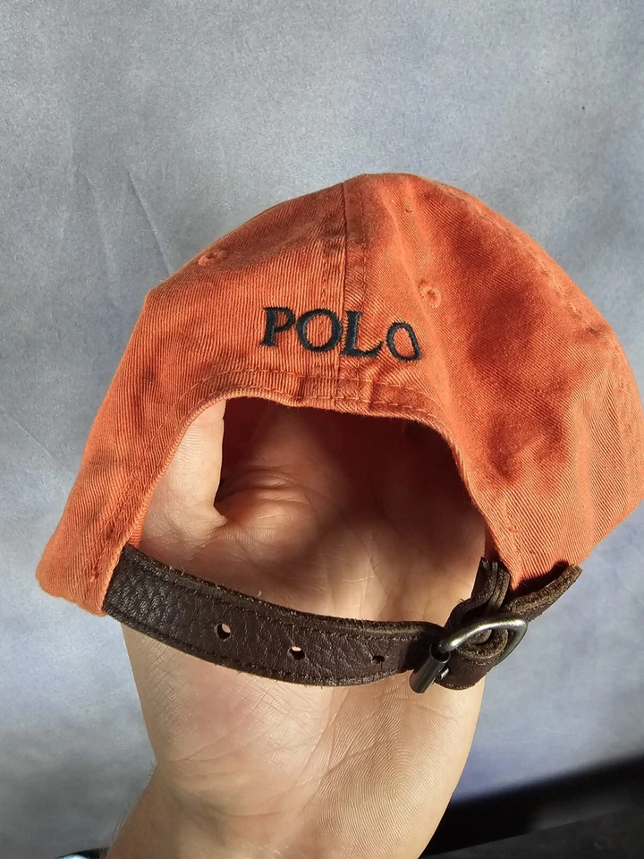 Polo Ralph Lauren Vintage Correa Trasera Sombrero Naranja/Azul Talla Única Para Todos Foto 4 de 4