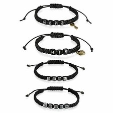 Hers and His King Queen Handmade Braided Leather Cuff Couple Bracelet Wristband