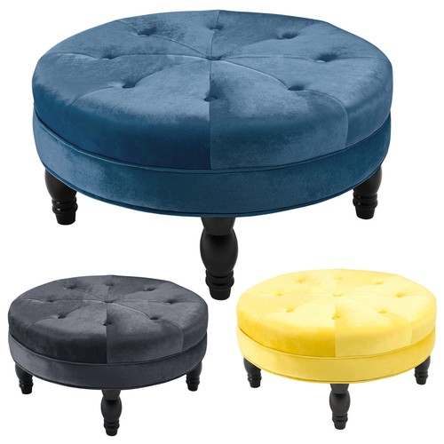 75cm Large Velvet Sofa Round Side Coffee Table Padded Ottoman Footstool Seat - Picture 4 of 13