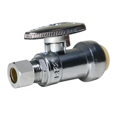 20 Pack . 1/2"Push Fit X 3/8" OD Straight Stop Valve. 1/4-Turn. Metal Handle