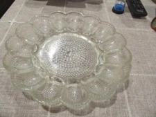 Vintage Mid Century INDIANA GLASS HOBNAIL Clear Deviled Egg  Dish 11"