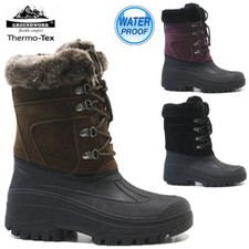 LADIES SNOW BOOTS WINTER WATERPROOF MUCKER SKI THERMAL WELLINGTONS FUR WARM SIZE