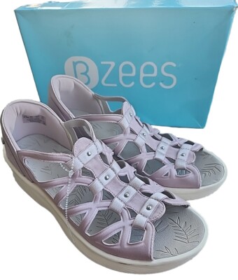 Bzees Sapphire Gladiator Wedge Sandal Womens 9.5 Purple