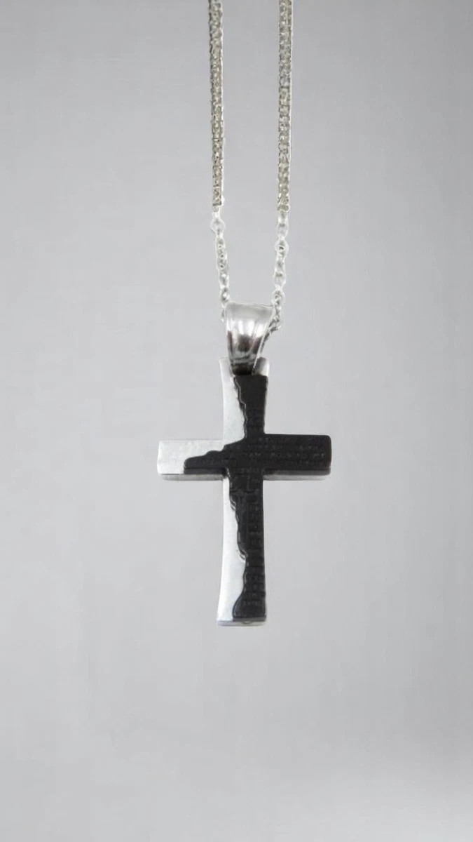 Collana Uomo Cupimatch Con Ciondolo Croce In Acciaio Inox Nero – Catena A Maglia 65 Cm – Regalo Per Uomo E Ragazzo CU-MI-115-DE
