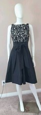 Lauren Ralph Lauren Black Fit Flare Taffeta Skirt Dress 6 Sleeveless Cocktail