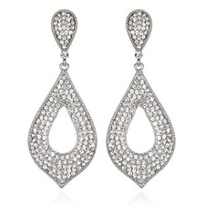 Open Drop Silver Austrian Crystal Rhinestone Chandelier Dangle Earring Prom E110