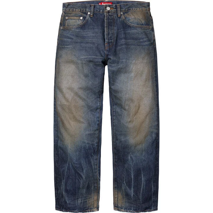 Jean selvedge délavé indigo Supreme Distressed ample